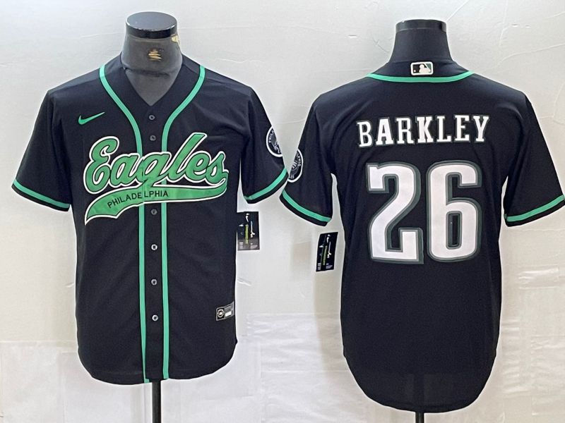 Men Philadelphia Eagles #26 Barkley Black 2024 Nike Co branded NFL Jersey style 1